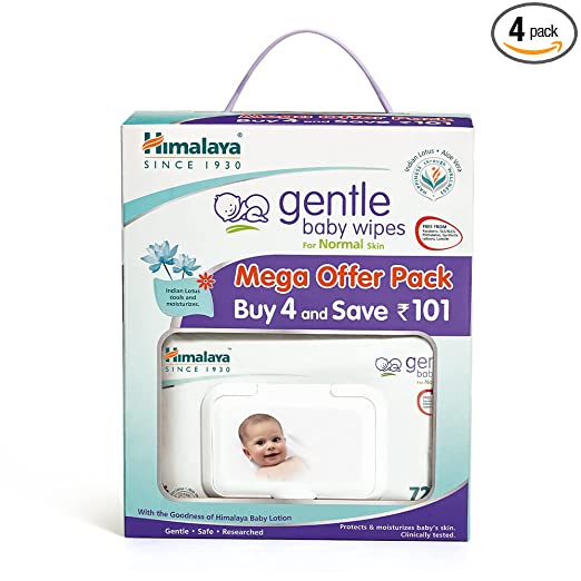 Himalaya Gentle Baby Wipes Mega Offer Pack (4N x 72's)