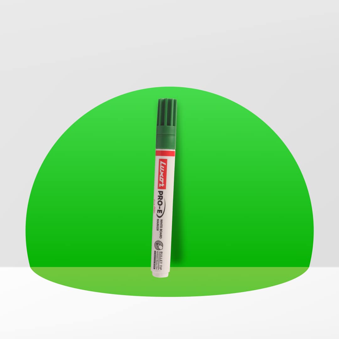 Luxor PRO-E White Board Bold Point Tip Marker Pen (Pack of 10, Ink Colour - Green)