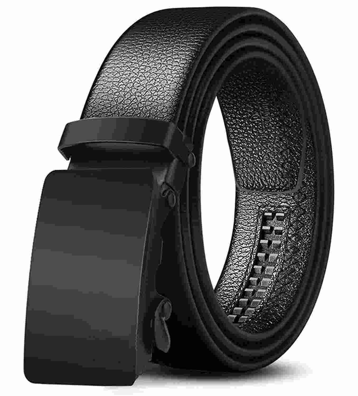 Leather Belt for Men, Formal/Casual,Autolock,Black | Fit on up to 40 Inches Waist size