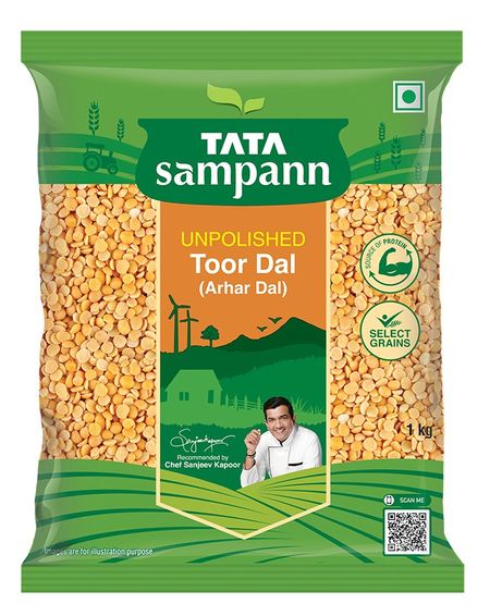 Tata Sampann Unpolished Toor Dal/Arhar Dal - பாலிஷ் செய்யப்படாத துவரம் பருப்பு / அர்ஹர் பருப்பு - Paruppu -1Kg