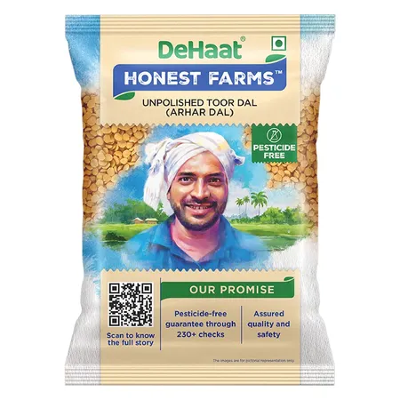 Dehaat Honest Farms Unpolished Toor Dal (Arhar Dal) - துவரம் பருப்பு - Paruppu - 500g