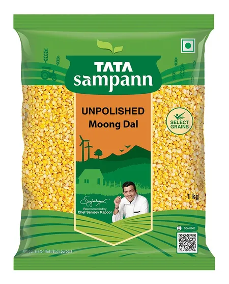 Tata Sampann Unpolished Moong Dal -  பாலிஷ் செய்யப்படாத பாசிப்பருப்பு - Paruppu - 1Kg