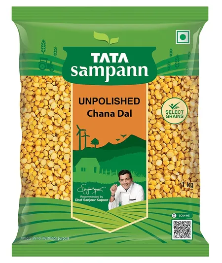 Tata Sampann Unpolished Chana Dal - பாலிஷ் செய்யப்படாத கடலை பருப்பு - Paruppu - 1Kg