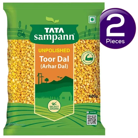 Tata Sampann High Protien Toor Dal - Split 500 gms Combo - துவரம் பருப்பு பிளவு - Paruppu - 2 Pieces