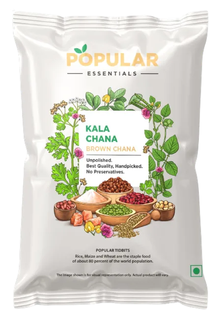 Popular Essentials Black Brown Chana (Un-Polished) - பிளாக் பிரவுன் சன்னா (மெருகூட்டப்படாதது) - Kadalai - 500g