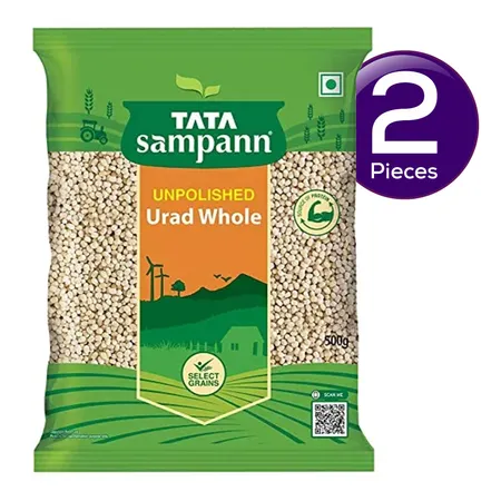 Tata Sampann Unpolished Urad Whole 500 gms Combo - பாலிஷ் செய்யப்படாத முழு உளுந்து - Ullunthu - 2Pieces