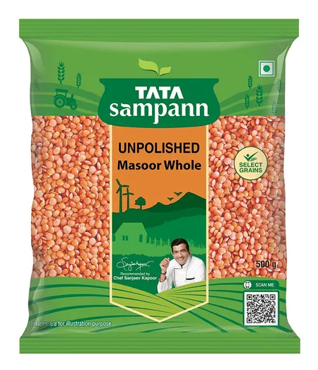 Tata Sampann Unpolished Masoor - Whole - பாலிஷ் செய்யப்படாத முழு மசூர் - 500g