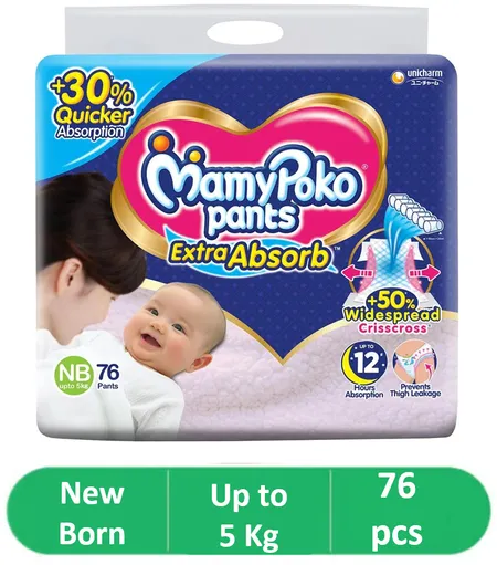 Mamypoko Extra Absorb (Pants, NB, 0-5 kg) - 76 Piece