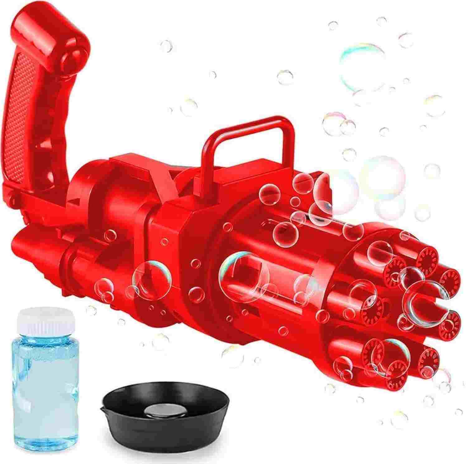 SBFM 8 Hole Electric Gatling Bubble Gun for Kids with Soap Solution Indoor and Outdoor Toys for Toddlers Bubble Maker Gun Machine for Girls, Boys and for Parties (Multicolor, 3+ Year)