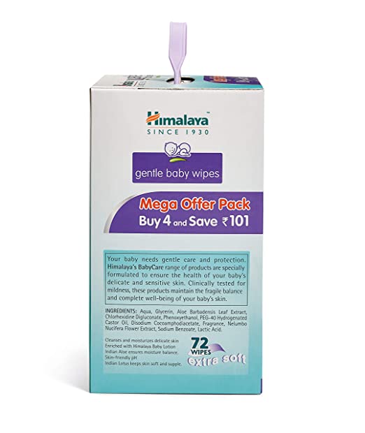 Himalaya Gentle Baby Wipes Mega Offer Pack (4N x 72's)