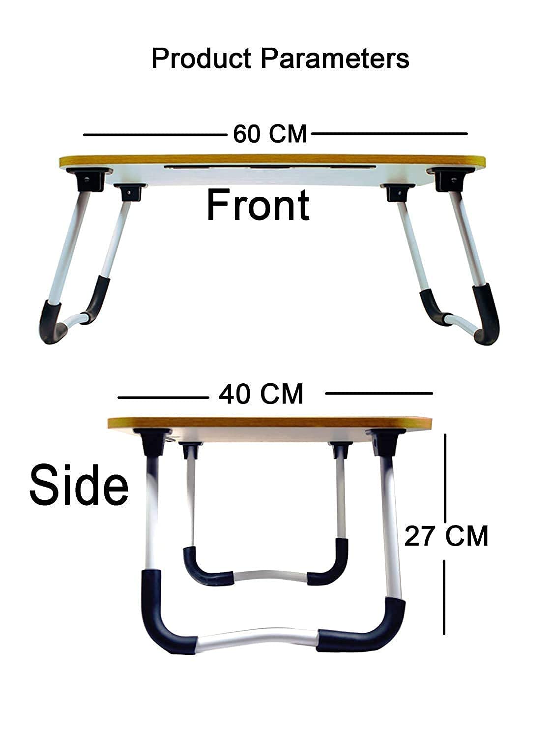 Wood Smart Multipurpose Foldable Laptop Table With Cup Holder,Study Table,Bed Table,Breakfast Table,Foldable&Portable/Ergonomic&Rounded Edges/Non-Slip/|(Black & PINK)