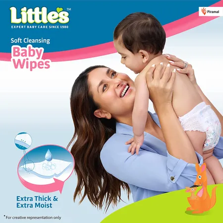 Littles Soft Cleansing Baby Wipes 80 pc X 2 Combo - Pack of 02