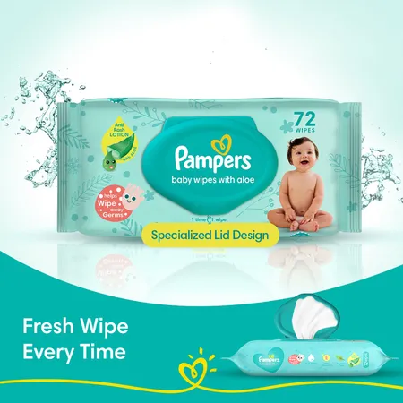 Pampers Baby Wipes With Aloe - 72 Piece