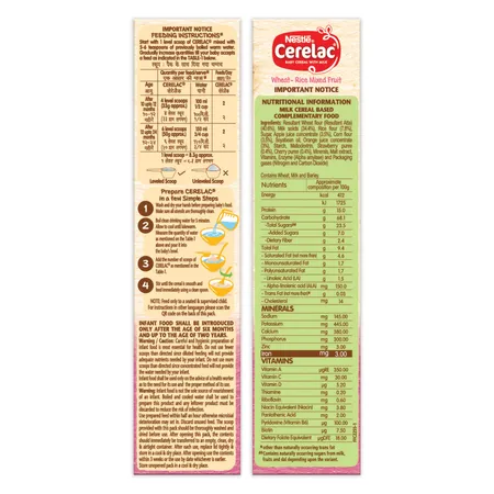 Nestle Cerelac Baby Cereal with Milk, Wheat - Rice Mixed Fruit, From 10 to 24 Months, Stage 3, Source of Iron & Protein - 300g