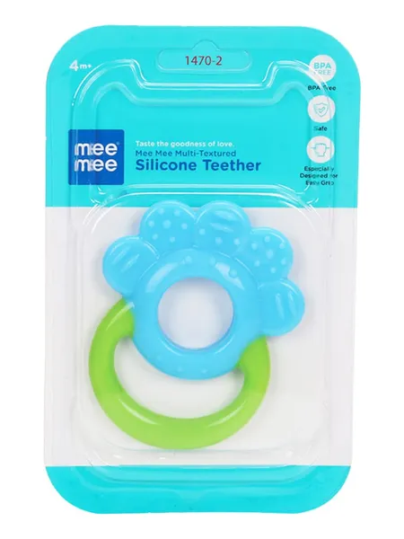 Mee Mee Multi-Textured Silicone Teether Blue Green