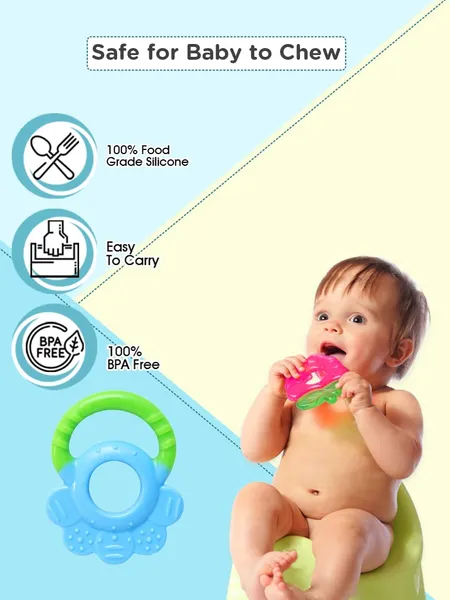 Mee Mee Multi-Textured Silicone Teether Blue Green