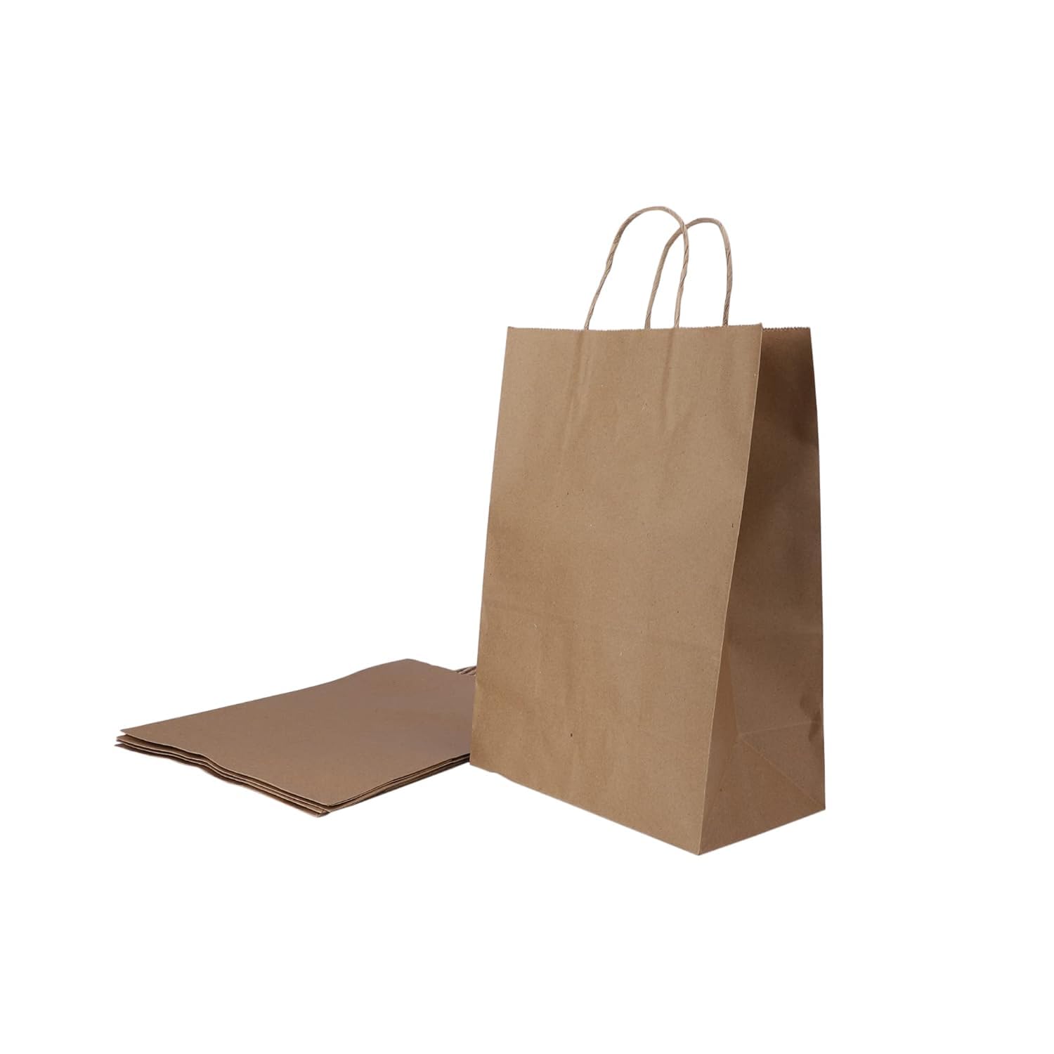 SAI BAGAVATH FAMILY MART Brown Kraft Paper Carry/Gift/Cloth/Grocery Recycled Eco Friendly Bags with handles - 10 * 5.5 * 14 inches, Pack of 20 pcs