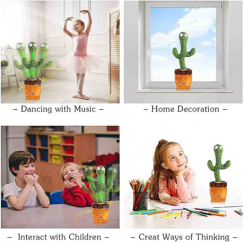 SBFM Rechargeable Toys Talking Cactus Baby Toys for Kids Dancing Cactus Toys Can Sing Wriggle & Singing Recording Repeat What You Say Funny Education Toys for Children Playing Home Decor for Kids