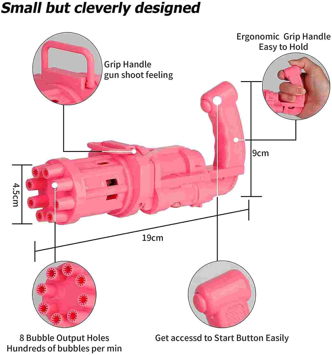 SBFM 8 Hole Electric Gatling Bubble Gun for Kids with Soap Solution Indoor and Outdoor Toys for Toddlers Bubble Maker Gun Machine for Girls, Boys and for Parties (Multicolor, 3+ Year)