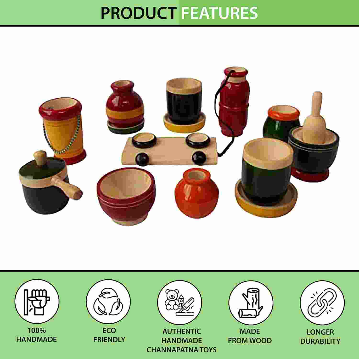 SBFM Wood Eco Friendly Wooden Kids Toy Kitchen Set New Model with Cylinder, Stove and Kids chakla belan Combo for Girls, Baby & Boys (2 Years+) - Multicolor Toys