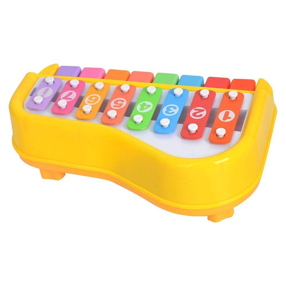 SBFM 2 in 1 Mini Piano (8 Keys) Musical Xylophone for 2+ Year Old, Non-Battery & Non-Toxic Preschool Educational Learning Instrument Keyboard Toy for Boys & Girls with 2 Sticks