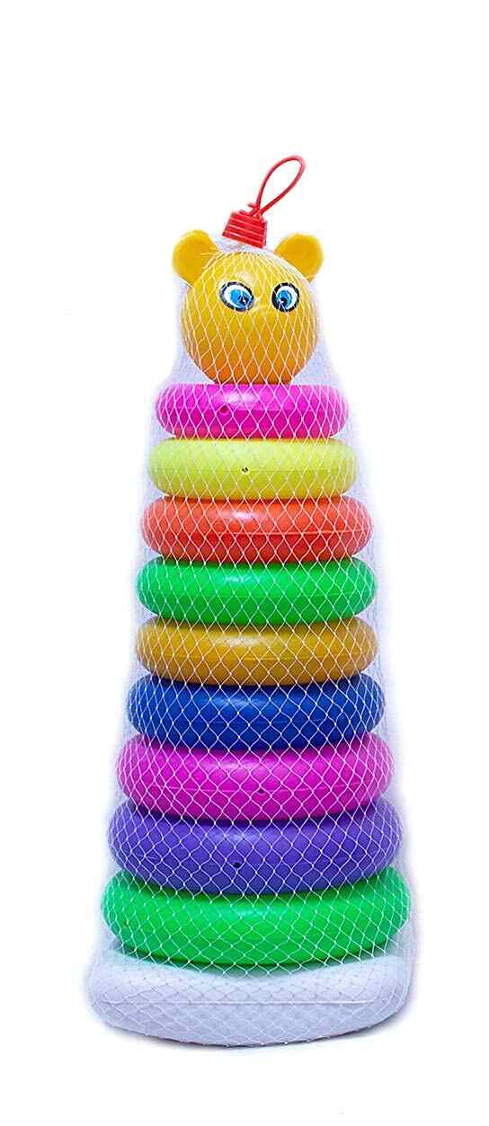 SAI BAGAVATH FAMILY MART SBFM Classic Ring Stacking Toy, 9 Pc Ring Smiley Stacking Coloring Teddy Rings for Kids 3+ Years (Teddy Ring) (Large)